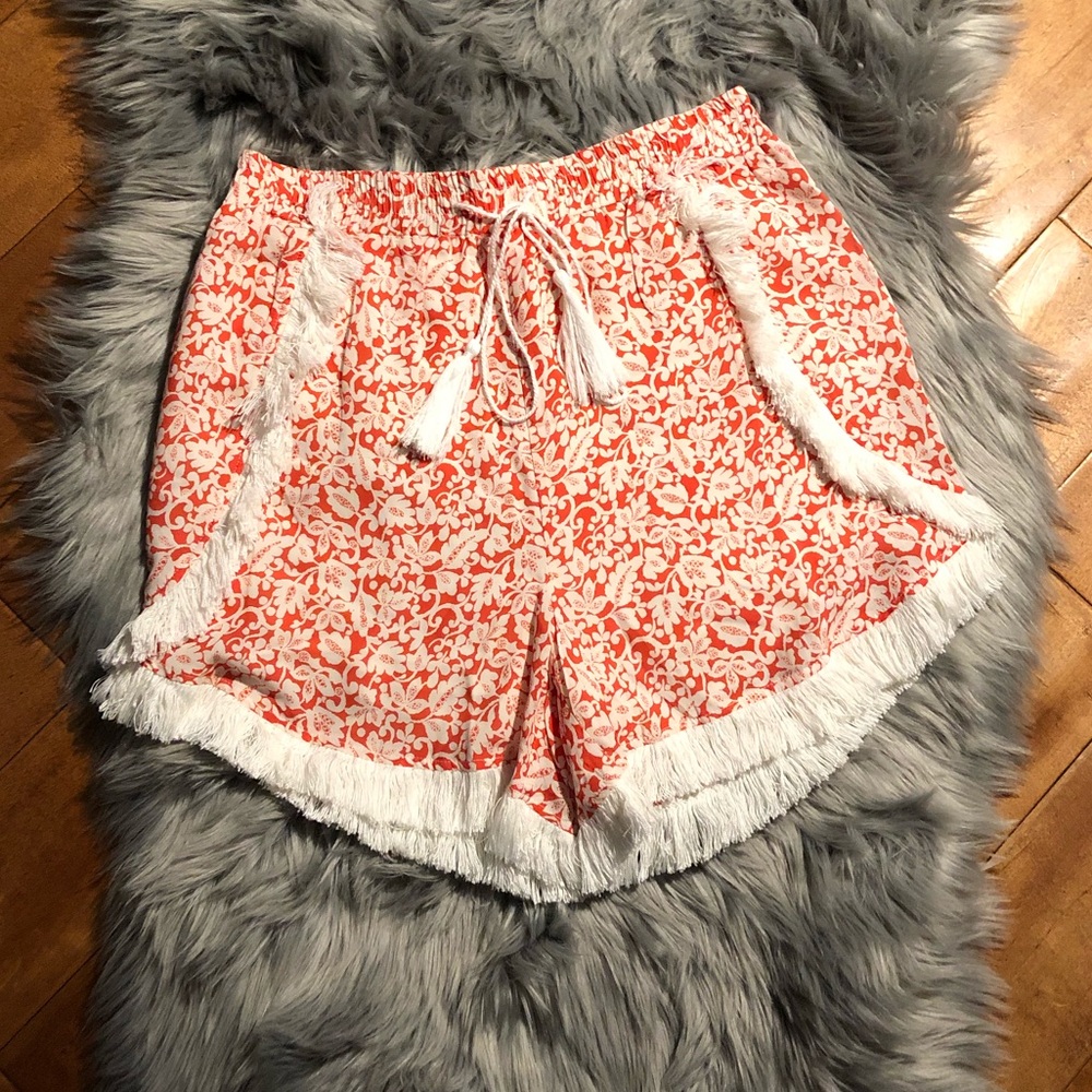 Anthro Lilka Paisley Fringe Shorts Size Medium